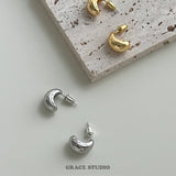 Bean Curve Copper Stud Earrings