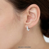 Elegant Pearl Trio Huggie Earrings