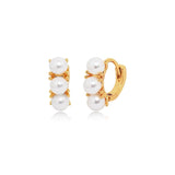 Elegant Pearl Trio Huggie Earrings