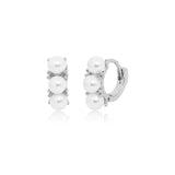 Elegant Pearl Trio Huggie Earrings