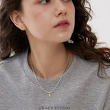Engraved Oval Bead Chain Necklace