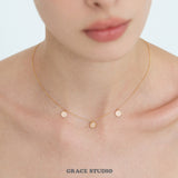 Triple Zircon Disc Pendant Necklace