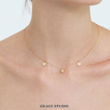 Triple Zircon Disc Pendant Necklace
