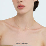 Triple Zircon Disc Pendant Necklace