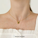 Emerald Frame Pendant Necklace