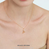 Crystal Accented Harp Pendant Necklace