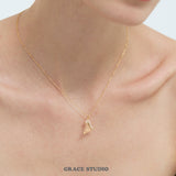 Crystal Accented Harp Pendant Necklace