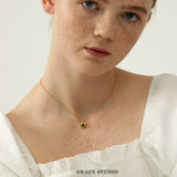 Emerald Frame Pendant Necklace