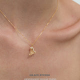 Crystal Accented Harp Pendant Necklace
