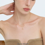 Crystal Accented Harp Pendant Necklace