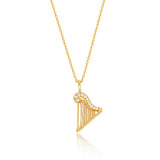 Crystal Accented Harp Pendant Necklace
