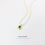 Emerald Frame Pendant Necklace