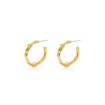 Molten Gold Rippled Sculptural Hoop Earrings - Grace Studio