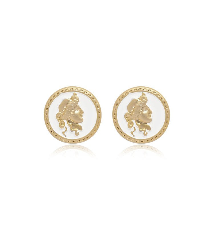 Roman Profile Coin Stud Earrings