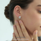 Etched Star Dome Stud Earrings