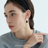 Monochrome Pearl and Onyx Drop Earrings