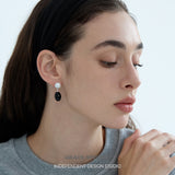 Monochrome Pearl and Onyx Drop Earrings