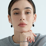 Monochrome Pearl and Onyx Drop Earrings