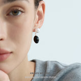 Monochrome Pearl and Onyx Drop Earrings