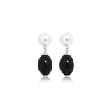 Monochrome Pearl and Onyx Drop Earrings