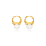 Dome Pearl Huggie Earrings