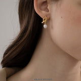 Knot Drop Pearl Earrings