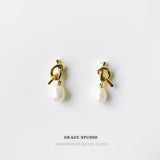 Knot Drop Pearl Earrings