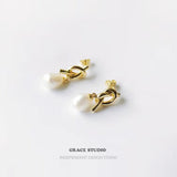 Knot Drop Pearl Earrings