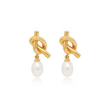 Knot Drop Pearl Earrings