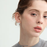 Crystal Cluster Double Hoop Stud Earrings