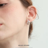 Crystal Cluster Double Hoop Stud Earrings