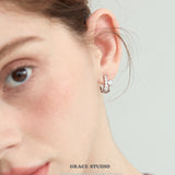Crystal Cluster Double Hoop Stud Earrings