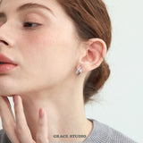 Crystal Cluster Double Hoop Stud Earrings