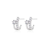 Crystal Cluster Double Hoop Stud Earrings