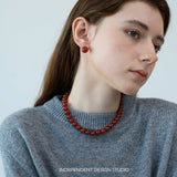 Infinity Clasp Red Agate Beaded Necklace