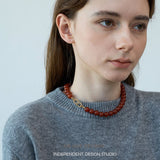 Infinity Clasp Red Agate Beaded Necklace