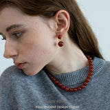 Infinity Clasp Red Agate Beaded Necklace
