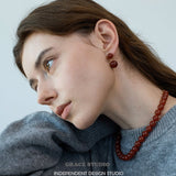 Infinity Clasp Red Agate Beaded Necklace
