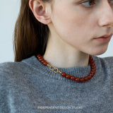 Infinity Clasp Red Agate Beaded Necklace
