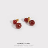 Ruby Orb Drop Earrings