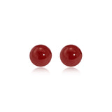 Classic Red Agate Sphere Stud Earrings