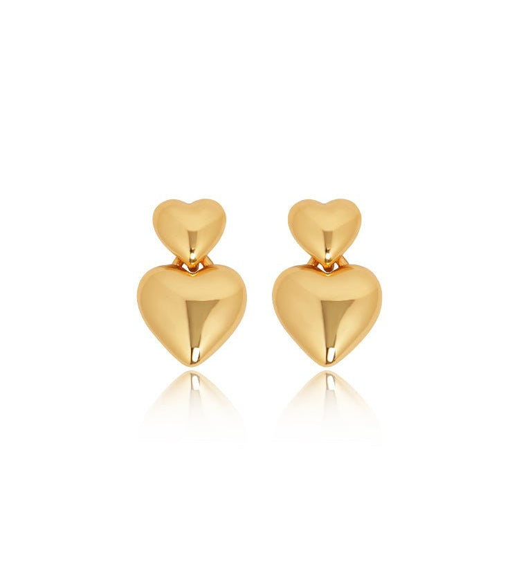 Twin Heart Drop Earrings
