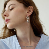 Orb Ball Drop Hoop Earrings