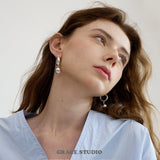 Orb Ball Drop Hoop Earrings