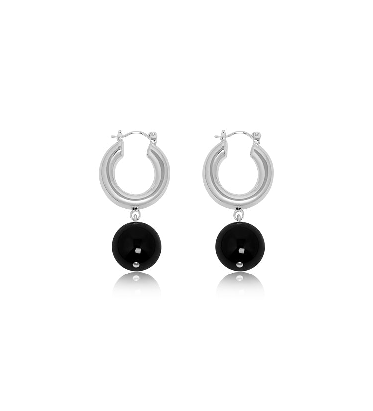 Orb Ball Drop Hoop Earrings