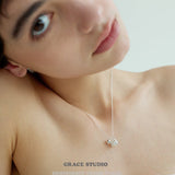 Duo Charm Pearl Pendant Necklace