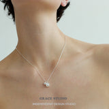 Duo Charm Pearl Pendant Necklace