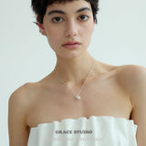 Duo Charm Pearl Pendant Necklace