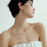 Duo Charm Pearl Pendant Necklace