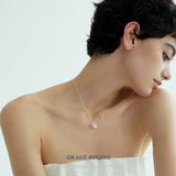 Duo Charm Pearl Pendant Necklace